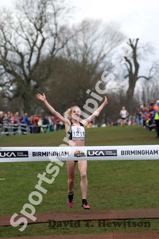 Gemma Steel (Leicestershire) wins the Senior Womens McCain Inter Counties Cross Country, Cofton Park, Birmingham.